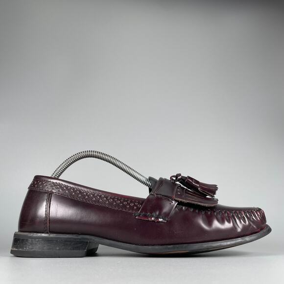 GH Bass & Co Men\'s 9.5 W Burgundy Leather Slip On Tassel Kilt Loafers Dress Shoe main image 4